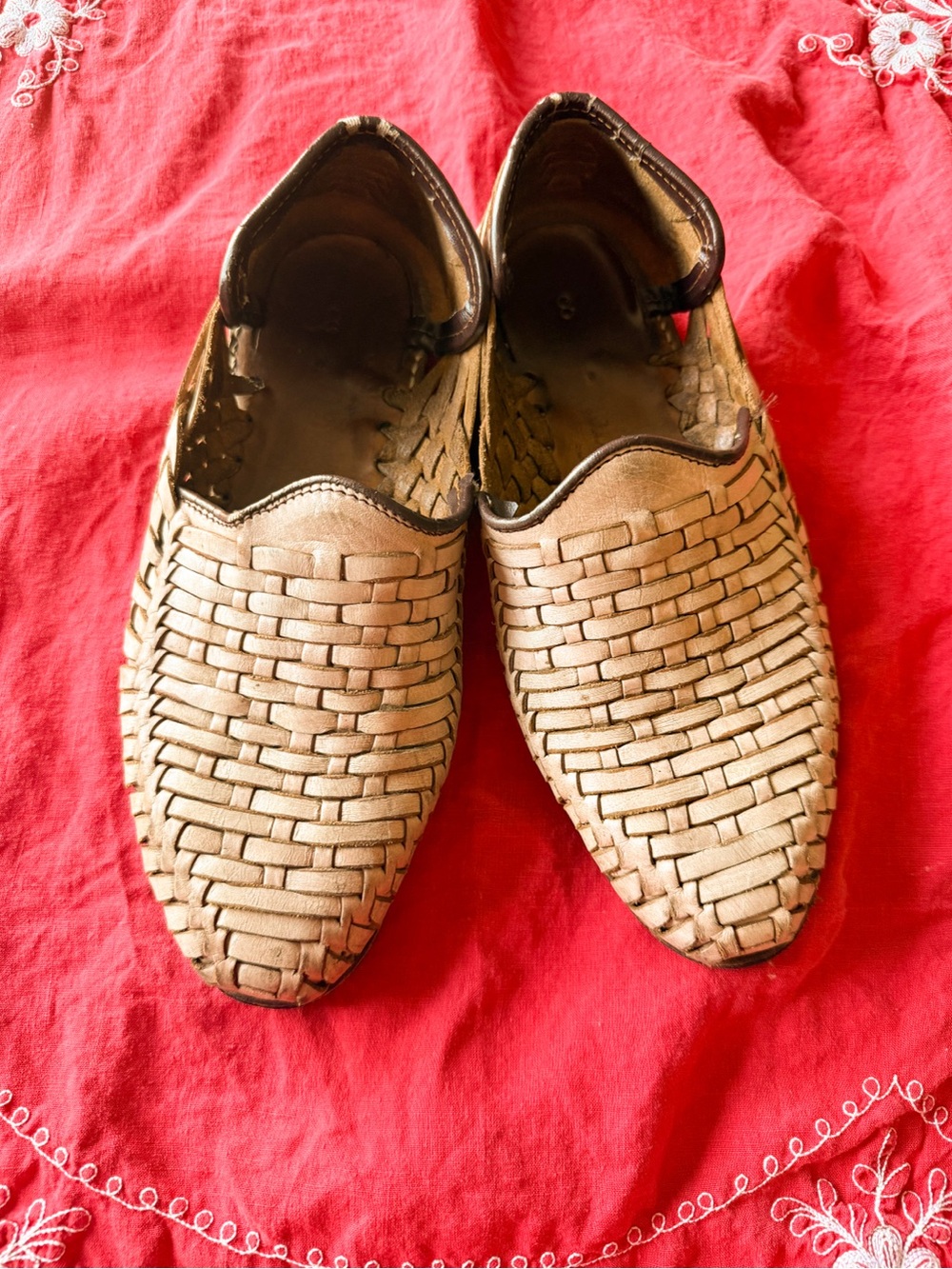 Men's Woven Slip-On Loafers in Light Brown